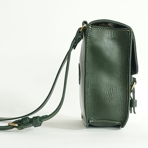 🦫🇨🇦Roots Vintage Rectangular Army Green Raw Leather Crossbody - Picture 4 of 10